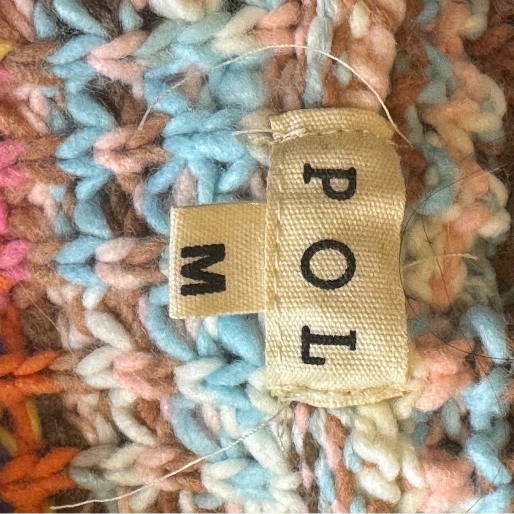 Anthropologie POL Chunky Crochet Knit Open Cardigan Sweater Fringe Trim size M - Picture 4 of 7